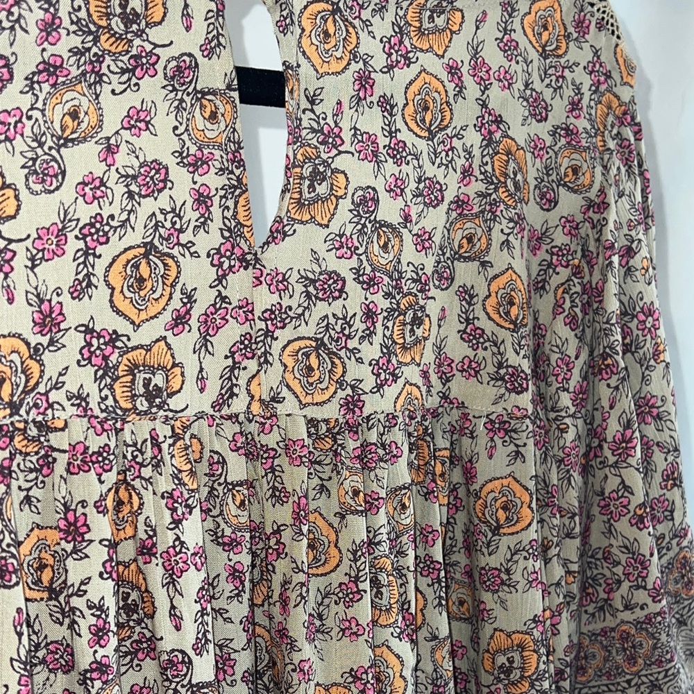 Angie Bohemian Floral Crochet Blouse - Pink and Cream - Picture 16 of 16